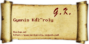 Gyenis Károly névjegykártya